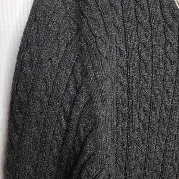 VTG GAP Cable Knit Sweater Mens Large Gray V Neck Cricket Tennis Y2K Preppy Ivy - Picture 5 of 7
